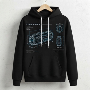 Sudadera con Capucha Negra Personalizada para Hombre, Estilo Casual Urbano, con Estampado de Plano de Ingeniería, OEM ODM, Ropa al por Mayor - Product Image 5