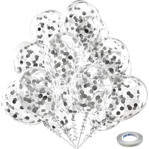 Silver <b>Confetti</b> Latex Party Balloons 60 Pack 12 Inch Helium Glitter Balloons for <b>Weddings</b> Graduations and Bridal Showers - Product Image 1
