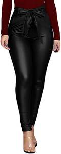 Nouvelle Marque Vêtements en Cuir Femme Leggings Hiver Taille Mi-Haute Coupe Skinny avec Ceinture - Product Image 6