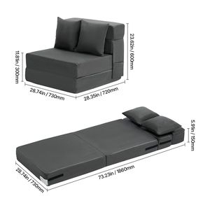 Divano Letto Convertibile 3 in 1 in Memory Foam ad Alta Densità 25D, Pieghevole con 2 Rivestimenti Lavabili per Palestra e Hotel - Product Image 6