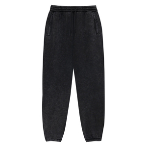 High Quality Customizable Men's Acid Wash Canvas Fleece <b>Joggers</b> Distressed Streetwear Regular Fit Casual OEM Lightweight 100% - Product Image 4