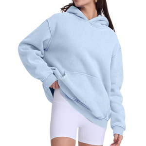 Sweat-shirts d'hiver de haute qualité pour femmes, effet délavé, avec impression de logo personnalisé sur le devant, en tissu polaire doux, très demandés - Product Image 2