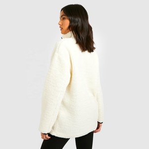 Haute qualité femmes 100% coton polaire sweat à capuche 1/4 quart fermeture éclair pull brodé strass hiver surdimensionné - Product Image 2