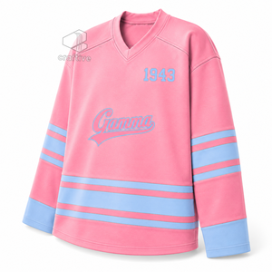 Camiseta de Hockey sobre Hielo Gamma Phi Delta, Rosa y Azul, Malla de Poliéster, Absorbe la Humedad, Rendimiento Atlético, Camiseta Deportiva Griega - Product Image 2