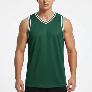 Nueva Camiseta de Baloncesto sin Mangas con Bordado Cosido, Venta al por Mayor, Ajustada, Transpirable, 100% Poliéster - Product Image 1