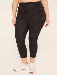 Leggings d'exercice capri taille haute 3/4, collants personnalisés respirants pour le yoga avec poches, extensibles dans les quatre sens, imprimé floral - Product Image 5