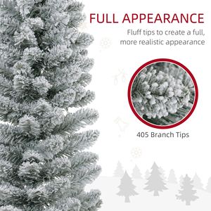 Albero di Natale Artificiale Realistico a Forma di Matita da 2,1 m con 405 Punte Innevate e Base in Metallo - Product Image 6