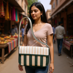 Sac fourre-tout promotionnel artisanal de luxe indien fait main, forme baguette, perles de verre multicolores, décontracté et durable - Product Image 3