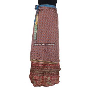 Indian Long Wrap <b>Skirt</b> <b>Boho</b> Stylish Multi Color Summer Wear Comfortable Fashion Hippie Style Free Size Gypsy Women Ladies Girls - Product Image 2