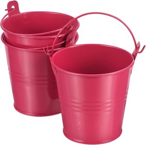 Seau en métal rouge rosé avec poignée, support pour fournitures artisanales, seau de rangement décoratif pour événements, école, fête, maison, jardin, décoration de mariage - Product Image 2