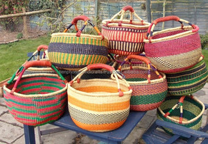 Hot Sale Wholesale Seagrass Bolga Hanging Storage <b>Baskets</b> African <b>Baskets</b> <b>with</b> <b>Handles</b> Made in Vietnam - Product Image 3