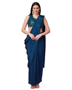 El último diseñador Georgette seda bordado pesado trabajo listo para usar Sari por Fab Zone - Product Image 1