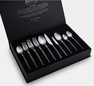 Ensemble de couverts gris moderne avec poignée argentée, finition mate élégante, ustensiles en acier inoxydable pour la salle à manger, la cuisine, la maison et les fêtes - Product Image 4