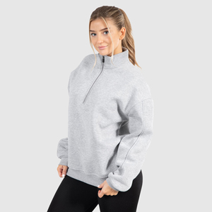 Sudadera con capucha de algodón 100% personalizada, de forro polar, extragrande, con media cremallera, de manga larga, para mujer, talla grande, con cremallera de un cuarto, para invierno - Product Image 3