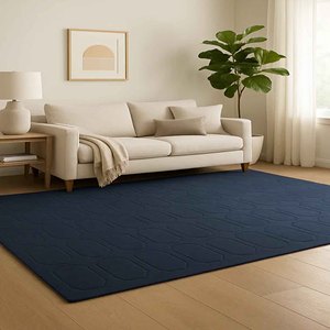 Modern Navy Blue Geometric Area Rug Oval Pattern Hand Tufted Minimalist Living Room Bedroom Custom Size Wool Carpet Home Decor - Product Image 1