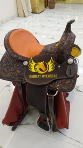 Custom Brown <b>Tooled</b> Orange Seat New Genuine <b>Leather</b> Western Horse Saddle Portable Riding Durable horse equipments - Product Image 3