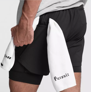 Men's White Quick Dry Sport Shorts <b>Mid</b> Waist Drawstring Pockets Bermuda Style Knitted Polyester - Product Image 3