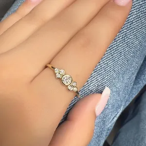 Lab Grown Bezel Set Cut Diamond <b>Stacking</b> Promise <b>Ring</b> Women's 14k 18k 10k Solid Gold Classic Minimalist Stackable <b>Ring</b> for Gift - Product Image 3