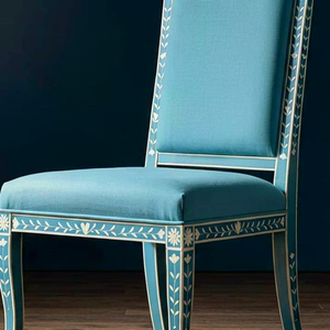Handcrafted Bone Inlay Accent Chair Ornate Floral Bone Inlay <b>Armchair</b> and Luxury Artisan Inlaid Statement Chair - Product Image 3