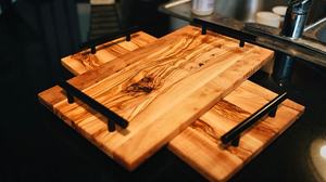 Plateau à thé en bois fait main pour le café et les collations - Product Image 2