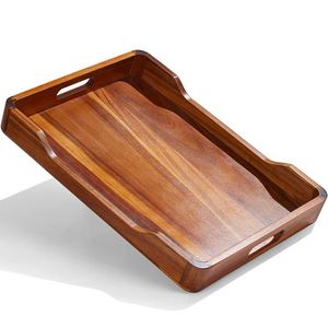 Handmade Wooden Accent Tray <b>Rectangular</b> Wooden Serving Tray Solid Wood Handmade Minimalist Design Polished Finish Dishes Plates - Product Image 2