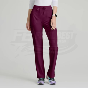Women V Neck Scrub <b>Top</b> <b>Maroon</b> Polyester Knitted Hospital Uniform Blouse With Pockets For Medical Staff - Product Image 4