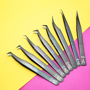 Pinzas de extensión de pestañas de color negro Pinzas de pestañas de volumen para pestañas postizas 13cm 15cm en tamaños personalizados con MOQ y precios bajos - Product Image 1