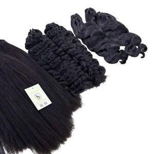 High Quality Weft Hair Extensions Natural Black Body Wave Curls Natural Straight Virgin Hair Bundles with highlight - Product Image 1