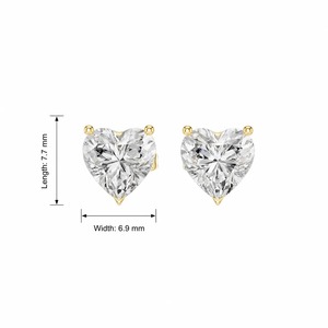 Pendientes de Diamantes Cultivados en Laboratorio con Corte Corazón de 2.15CTW, Oro Amarillo de 9K, 3 Puntas, Joyería Fina al por Mayor OEM - Product Image 1