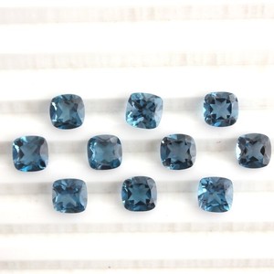 Topacio azul natural de Londres de 6 mm, corte cojín, topacio azul calibrado, piedra preciosa suelta facetada, cuentas para la fabricación de joyas y collares. - Product Image 3