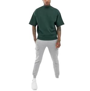 Qualité hommes été mode 100% coton T-Shirts personnalisable grande taille confortable à manches courtes col montant imprimable blanc - Product Image 1