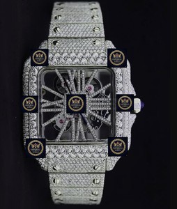 Montre mécanique carrée pour homme Imperial Jewels 42 mm, incrustée de moissanite, tourbillon analogique, luxe, mode, bracelet en acier inoxydable - Product Image 2