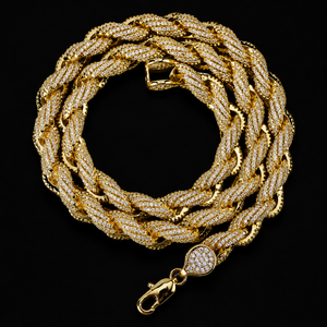 Stunning Moissanite <b>Rope</b> <b>Chain</b> Full Iced Twisted <b>Rope</b> Necklace For Man Women Heavy 14K Gold Plated Hip Hop Diamond <b>Chain</b> Jewelry - Product Image 5