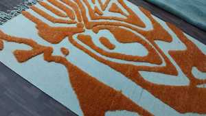 Alfombra de lana anudada a mano estilo marroquí, alfombra de bucle para decoración de sala de estar y dormitorio - Product Image 5