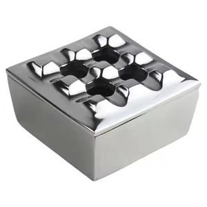 Hot Selling Silver <b>Square</b> Ashtray Holder for Home and Hotel <b>Table</b> Top Smoking Use <b>Bar</b> Design Ashtrays Containers Bowl - Product Image 1