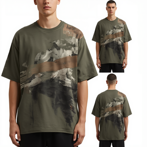 T-shirt Premium pour Homme Coupe Boxy Oversize avec Imprimé Artistique Inspiré du Mouvement, Détails en Impression en Relief et Broderie - Product Image 3