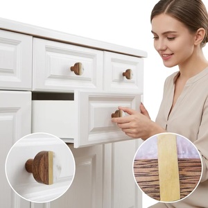 Modern Resin Wood Cabinet Knob Round Handle with Metal Screw for Kitchen and <b>Drawer</b> Furniture Easy Installation - Product Image 3