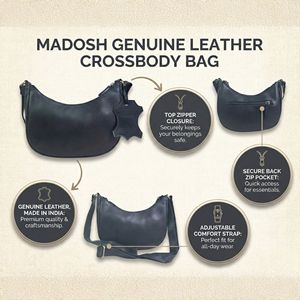 Genuine Leather Half Moon Crossbody <b>Bag</b> for Women – Small Crescent Shoulder Purse in <b>Black</b> - Product Image 5