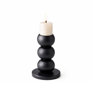 Modern tall ball candle holder <b>black</b> metal stacked sphere design candle stand luxury tabletop decor premium quality decorative - Product Image 4