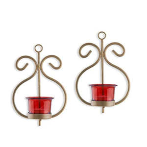 Juego de 2 Portavelas de Pared de Metal Dorado, Modernos Portavelas Geométricos de Hierro para Velas de Té, para Sala de Estar - Product Image 4