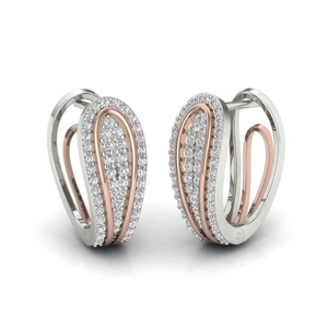 Pendientes de Aro con Diamantes Reales |   Pendientes de Lujo de Oro Blanco de 14K con Dos Tonos y 0.75TCW para Mujer |   Joyería de Diseño en Oro Rosa para Regalo - Product Image 2