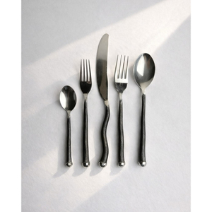 Ensemble de couverts en acier inoxydable forgé à la main avec manche noir, 5 pièces, couverts modernes pour mariage, table à manger, utilisation en vaisselle - Product Image 4