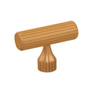 Tirador de aluminio acanalado en forma de T Bruno con textura, en acabado dorado mate AB y negro mate, para herrajes de gabinete - Product Image 5