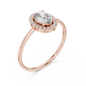 Oval & Round Cut Lab Grown Diamond Engagement <b>Ring</b> 14K Yellow Gold Halo Wedding Band for Women with Certification - Product Image 4