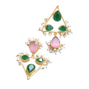 Pendientes de Latón de Exportación al por Mayor, Diseño de Piedra Natural en Bruto, Acabado de Latón Antiguo, Hipoalergénicos, Seguros de Usar, Premium, Listos para B2B - Product Image 2