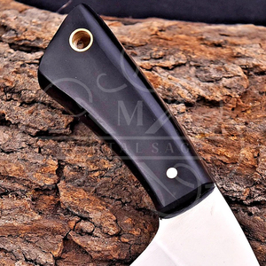 Cuchillo EDC de hoja fija personalizado, mango de cuerno negro, funda de cuero, OEM personalizable, hoja completa de acero 12c27, industrial - Product Image 5