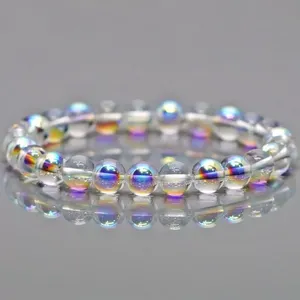 Created Aura Quartz Smooth Round AAA Grade Gemstone Beads <b>Stretch</b> <b>Bracelet</b> Healing Jewelry Wholesale - Product Image 3