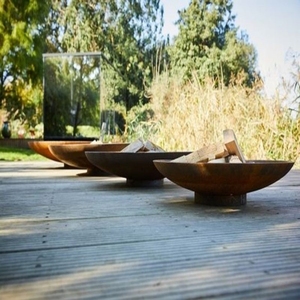 بسيط حديقة حفرة معدنية للحريق مخصصة Corten الصلب سخان للهواء الطلق جولة غطاء وعاء شفاف حفرة معدنية للحريق - Product Image 4