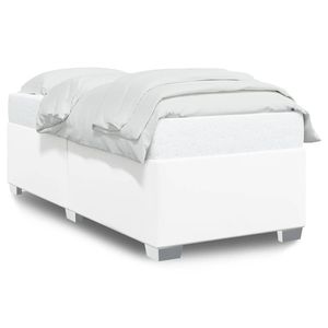 Cadre de lit double XL rembourré en similicuir blanc, bois d'ingénierie avec base en contreplaqué, lit rembourré moderne - Product Image 2