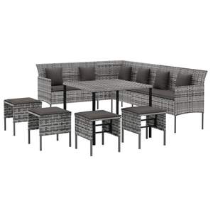 Conjunto de Muebles de Jardín de Ratán PE Gris, Grande y Resistente, para Patio - Product Image 3
